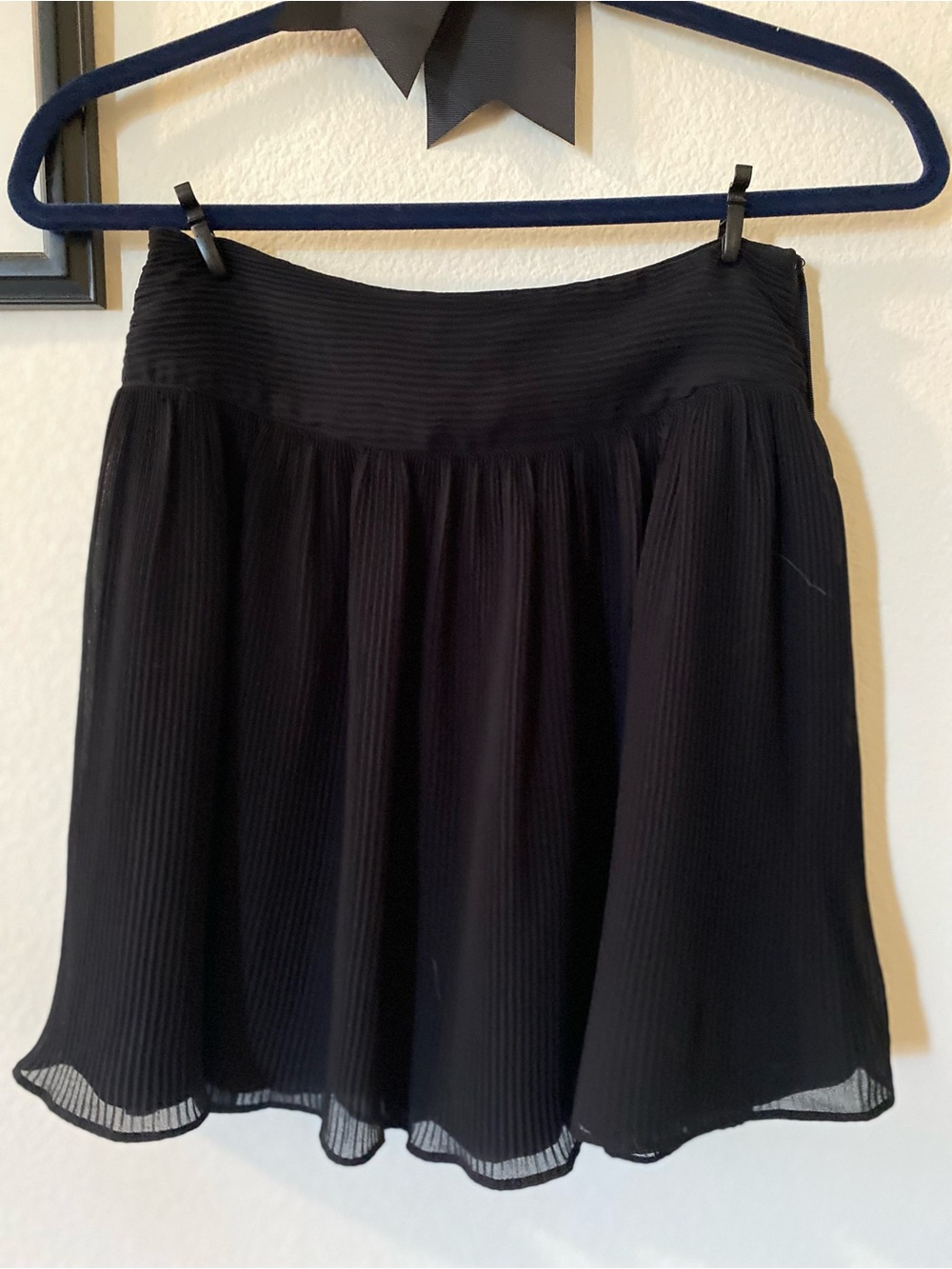 Something Navy Black Pleated Mini Skirt